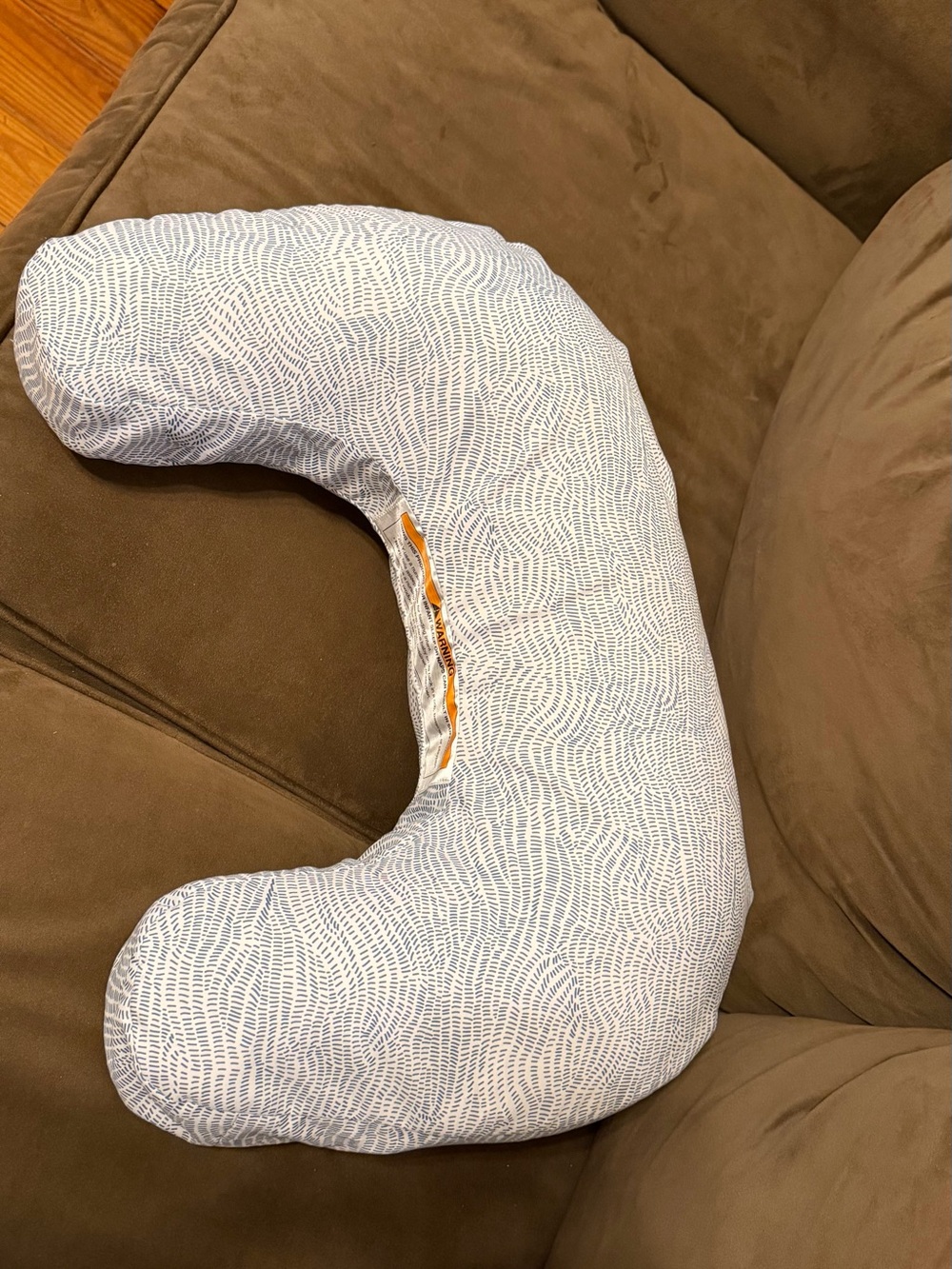 Boppy Nursing Pillow. White and Light Blue Wave Print